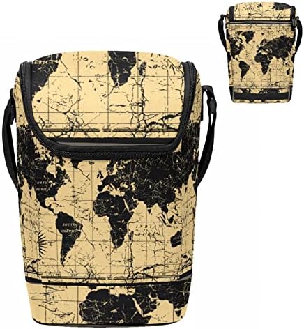 RODAILYCAY torbe za ručak za muškarce, Vintage World Map višekratna torba za ručak s podesivim naramenicom, torba za užinu za kancelarijske