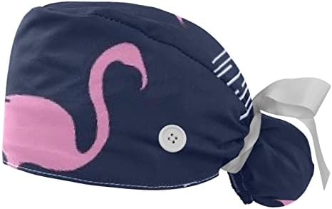 Flamingo Palm Podesiva radna kapa s držačem Ponytaita, 2 kom. COP CAP BOUFANT HAT za muškarce i žene, jednu veličinu