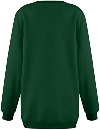 NOKMOPO Zip Up Dukserirt Žene Žene Žene St. Patrickov dan Ispiši pulover okrugli izrez Drop ramena dugih rukava bluza