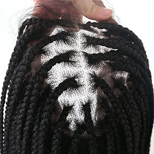 Lace pletenice perike za crne žene Swiss Lace Front Cornrow Box pletena perika sa dječjom kosom prirodnog izgleda Kanekalon sintetička vlakna lagana Cornrow Micro Twist pletenice perike