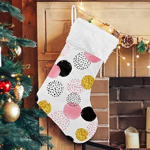 Božićne čarape Pink Black Zlatni isprekidani uzorak bijeli plišani manžetni Mercerizirani baršunasti obiteljski odmor personalizirani