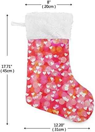 Dream Love Heart uzorak ružičaste romantične 2pcs Božićne čarape Bijela plišana manžetna Mercerizirani baršunasti obiteljski praznici