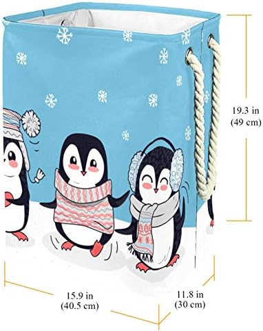 NDKMEHFOJ three Little Penguins korpe za veš korpe vodootporni Sorter za prljavu odeću sklopiva meka ručka šarena za kućne odvojive