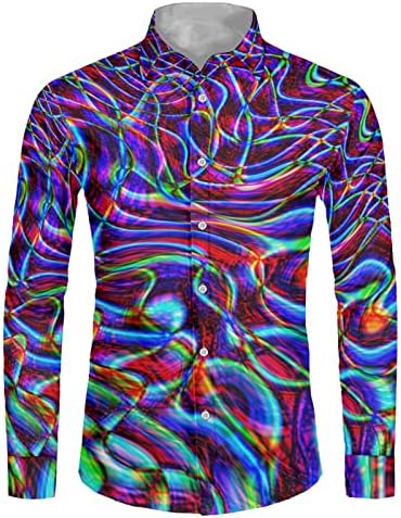 ColoralimImal Rainbow Havajske majice za muškarce Ležerne prilike s dugim rukavima Dugme za majice dolje Tee Tors XS-4XL