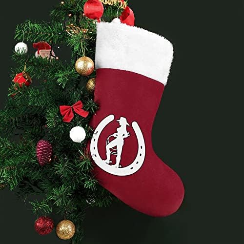 Cowgirl potkove božićne čarape Xmas Socks poklon torba za obiteljski odmor za kamin Drvo viseći ukrasi ukras