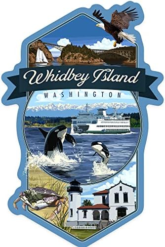 Die Cut naljepnica Whidbey Island, Washington, Montaža, kontura vinilna naljepnica 1 do 3 inča, mala