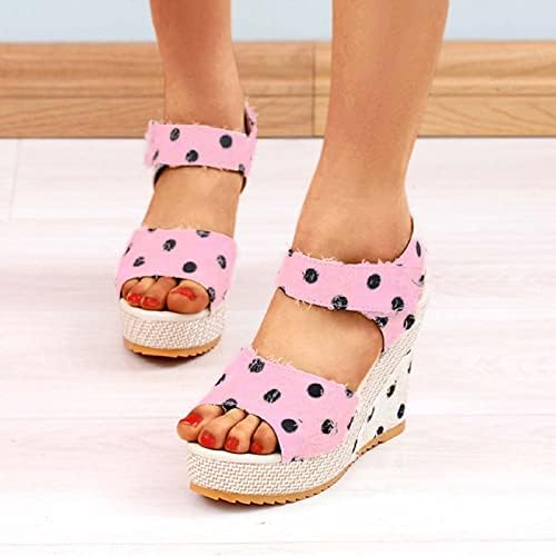 Ženske ljetne sandale Visoko pete cipele Polka Dot Print Vodootporna sandala za kuku i petlju Platforma Moda Sandal