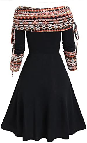 NOKMOPO jesenske haljine za žene 2022. konvertibilne izrezane prugaste Flare linija haljine dugih rukava za žene