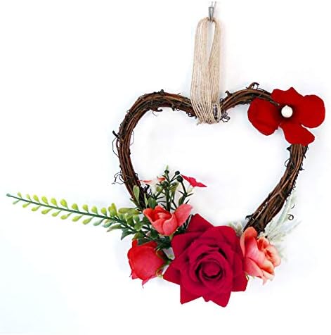 Acjryo 6inch Rose cvjetni srčani vijenac veštački ruži cvjetni vijenac ručno izrađen domova za vjenčanje Valentines Day Božić