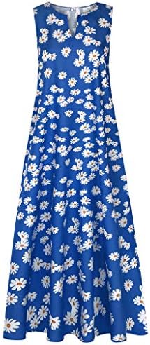 Ollysqiar ljetne haljine za žene 2023 Ležerne prilike sa slobodnim sandresima maxi haljine s dugim plažama sa džepom