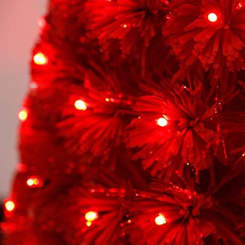 Yumuo 4FT optički božićno drvce, vrhunsko crvene listove Xmas borove stablo s metalnim sklopivim postoljem, za festivalsku zabavu