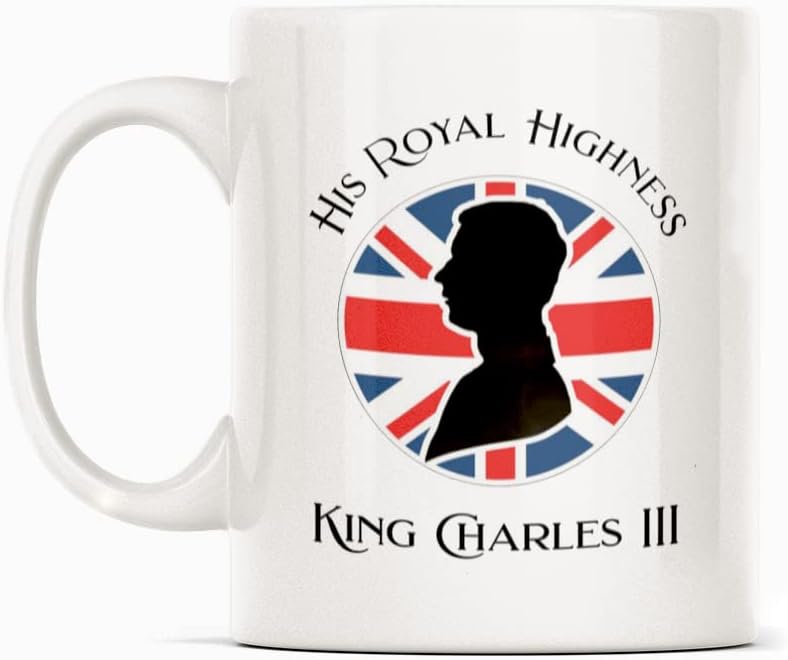 King Charles III Ujedinjeno Kraljevstvo Zastava šolja poklon, bijeli smiješni sarkazam novost za kafu