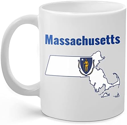 Palm City proizvodi Massachusetts State Shape-11 Oz keramička šolja za kafu sa državnom zastavom Massachusettsa / odličan poklon za