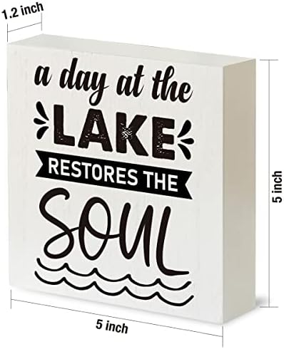Country Lake Wood Box Potpiši rustikalni dan na jezeru obnavlja dušu Drvena kutija potpis Dekorativni ljetni znak blok plaketa za