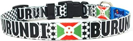 Ovratnik za pse | Nogomet | Futbol | Burundi Flag | Xtra Veliki, veliki, srednji, mali, ekstra mali | Napravljen u SAD-u | Poklon