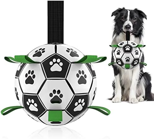 QDAN igračka za pse nogometna lopta s kaiševima, interaktivnim psećim igračkama za tegljače, štenad rođendanski pokloni, igračka za