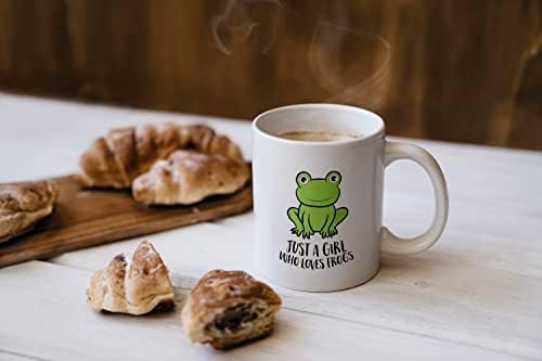 DOTAIN Just a Girl Who Loves Frog Cartoon zelena žaba šolja za kafu,11 unci dvostrana keramička šolja za kafu čaj mlijeko,rođendanski