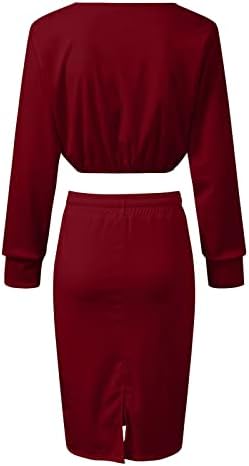 Proljetne haljine za žene 2023 Seksi odijela od 2 komada gornje i suknje s dugim rukavima Bodycon Midi Club vjenčanica