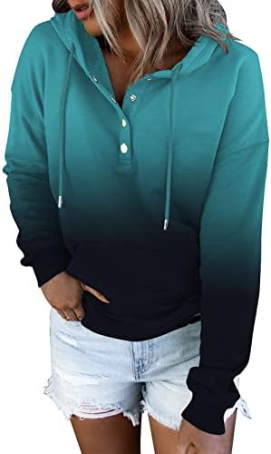 Etcyy ženske kapuljače za žene na vrhu duginu na dugih rukava na dugim rukavima niz duks pulover sa džepom