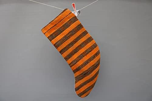 Sarikaya Jastuk Antikne čarape, rustikalne božićne čarape, Kilim čarapa, poklon čarapa, Xmas čarapa ,, Božićni dekor, prugasta čarapa
