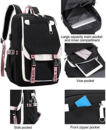 MQUN ruksak Torba za Laptop Školska torba muškarci žene sa USB punjačem i Portom za slušalice povremeni ruksak vanjski ruksak
