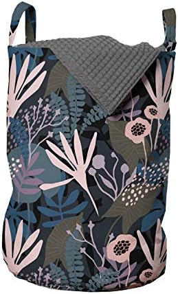 Ambesonne cvjetna torba za veš, apstraktna tropska priroda puna egzotičnih listova lišća i tačaka cvjetnog izgleda, korpa za korpe