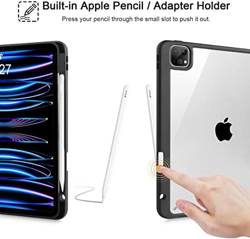 Tuiklol za iPad Pro 11 inčni kućište M2 2022 Generacija 4 -Ugrađeni olovka za olovke Poklopac otporan na prozirno leđa za ipad 11