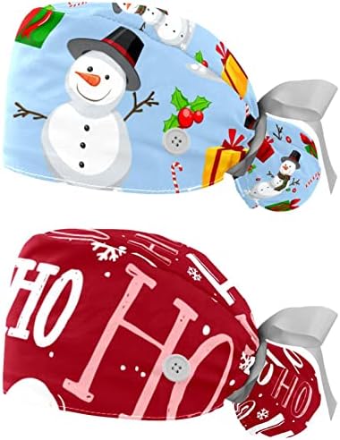 Podesivi pilić Bouffant CAPS 2 kom Božićni snjegović predstavljaju poklopac za kosu na batonu, hirurška kapa
