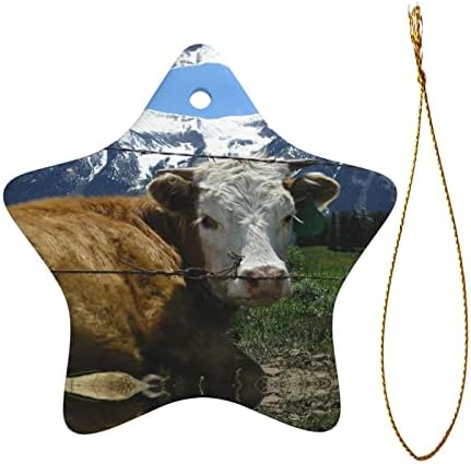 Poljoprivredna krava 2022 Božićni keramički privjesak za ukrašavanje božićnog drvca