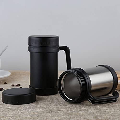 N / A Termo krigne vakuumske tikvice od nehrđajućeg čelika sa ručka Termo Cup uredskih termoze za čajnu čahuru Crnu + Silve