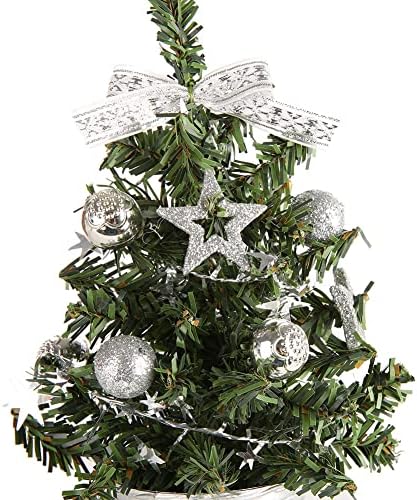 Ochine 1ft Mini tabletop božićno drvce sa ukrasima, 12 inčnim bijelim umjetnim božištilnim božićnim drvvom za kućne kancelarijske odmore, ukrašene loptice i borovima