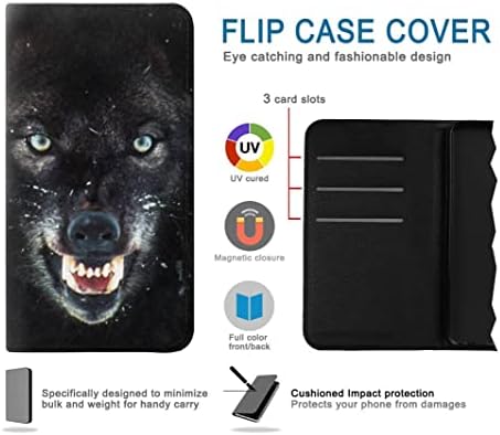 RW2823 Black Wolf Blue Eyes Face PU Koža Flip Case Cover za Samsung Galaxy S23 Ultra
