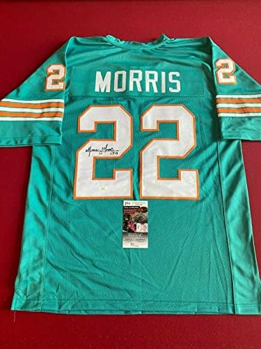 Mercury Morris, Autographirani upisali 17-0 teal dres - autogramirani NFL dresovi