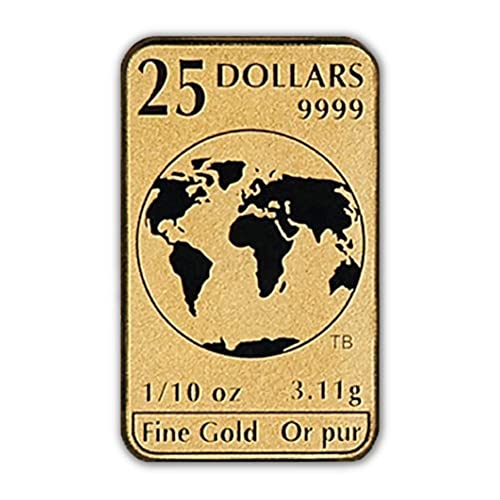 2019 1/10 oz Gold Bar Coin od kraljevske kanadske kovnice sjajno je necrnuo sa potvrdom o autentičnosti 25 dolara