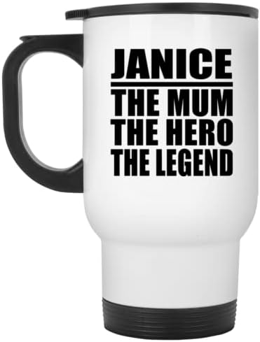 Dizajnirajte Janice mame, heroj legendu, bijela putna krigla 14oz izolirana od nehrđajućeg čelika, pokloni za rođendan godišnjica