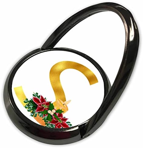 3Droza božićna cvjetna slika zlatnog monograma Početna S - telefonski prstenovi