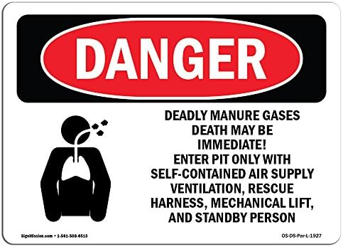 OSHA znak opasnosti - smrtonosno stajsko opasnost plina | Decal | Zaštitite svoje poslovanje, gradilište, skladište i trgovina | Napravljeno