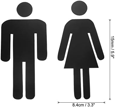 Znak kupaonice Patikil, 1 set akrilnog samoljepljivog zahod za muške i ženske toaletne znakove za uredski restoran, crni