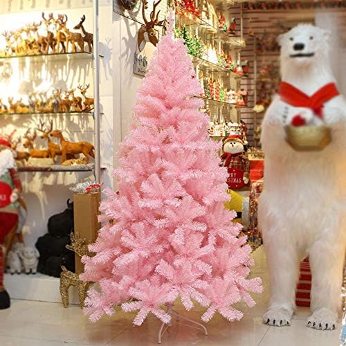 Zpee ružičasto božićno drvce, umjetni materijal PVC borovo drvo s metalnim šarkama šarkama Xmas ukras golo drvo jednostavno za sastavljanje-2,1m