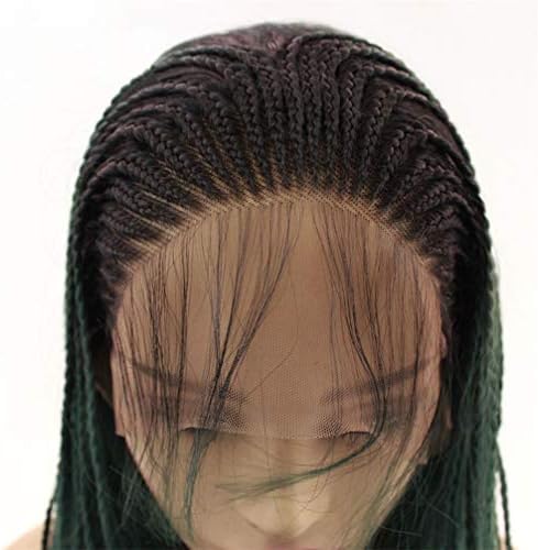 Ytooz sintetičke prednje perike afroameričke žene s dugim pletenicama i dječjom kosom valovita crna perika Sintetička zelena perika